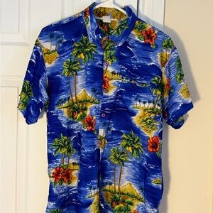 Tropical Hawaiian Shirt with Palm and Floral Print
